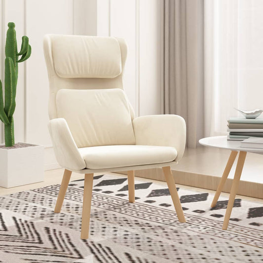 Fauteuil relax en velours blanc crème