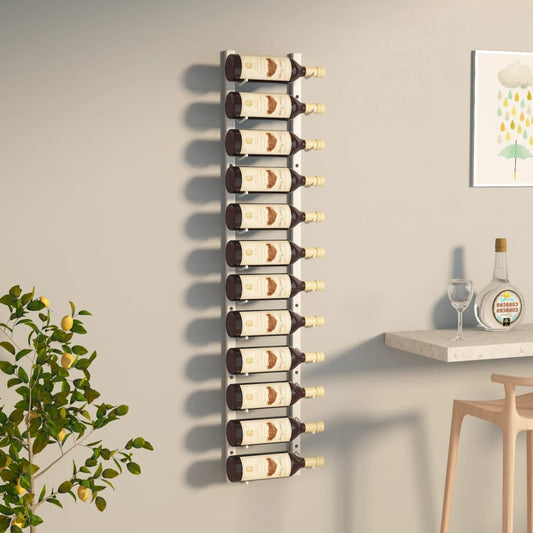 Wand-Weinregal für 12 Flaschen Weiß Eisen