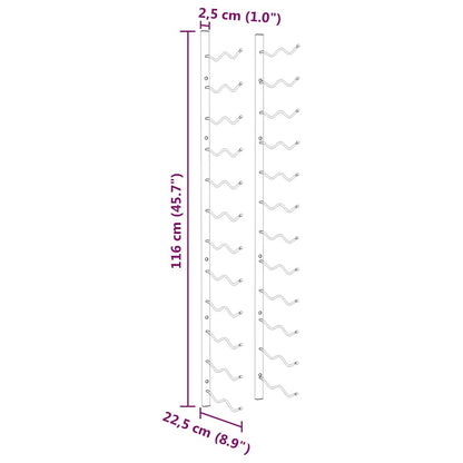 Wand-Weinregal für 24 Flaschen 2 Stk. Weiß Eisen
