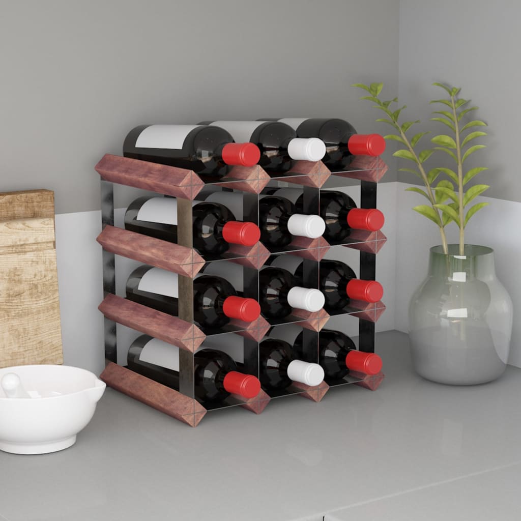 Casier à vin pour 12 bouteilles en bois de pin massif marron