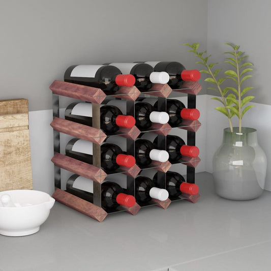 Casier à vin pour 12 bouteilles en bois de pin massif marron