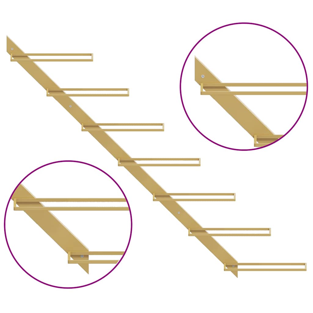 Wand-Weinregal für 7 Flaschen Golden Metall