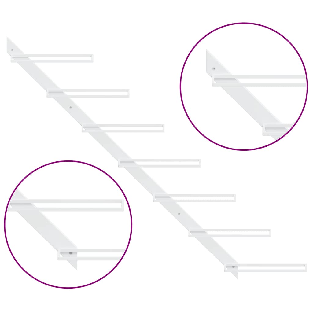 Wand-Weinregale für 7 Flaschen 2 Stk. Weiß Metall