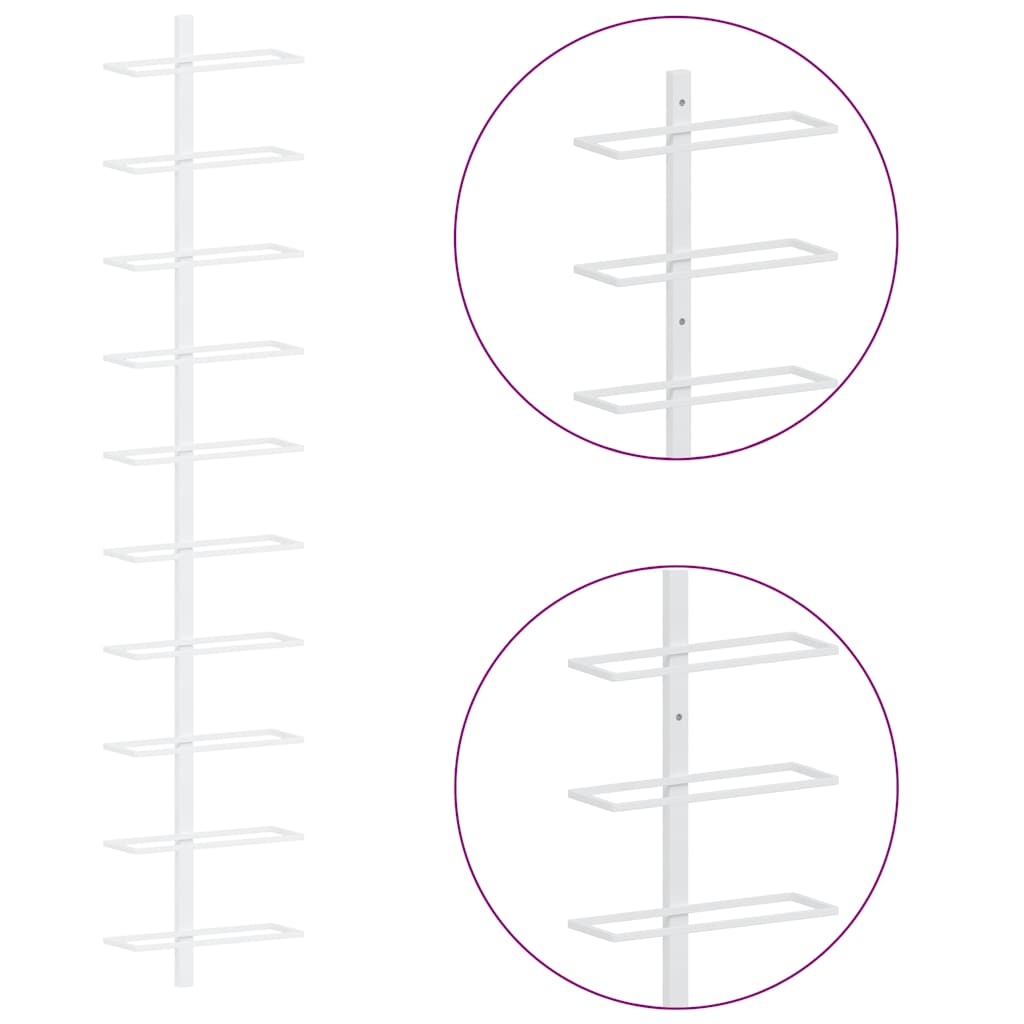 Wand-Weinregale für 10 Flaschen 2 Stk. Weiß Metall