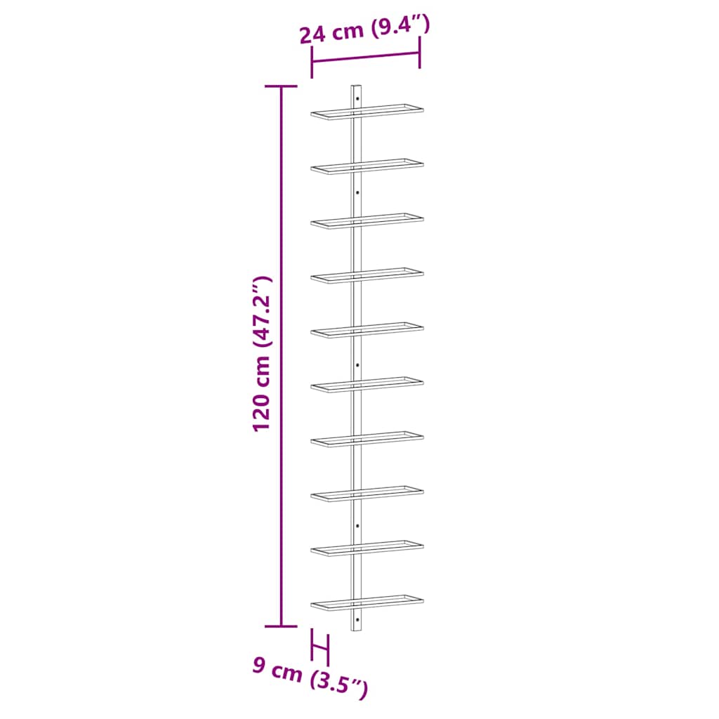 Wand-Weinregale für 10 Flaschen 2 Stk. Weiß Metall