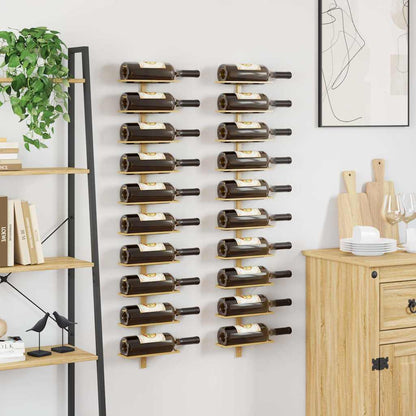 Wand-Weinregale für 10 Flaschen 2 Stk. Golden Metall