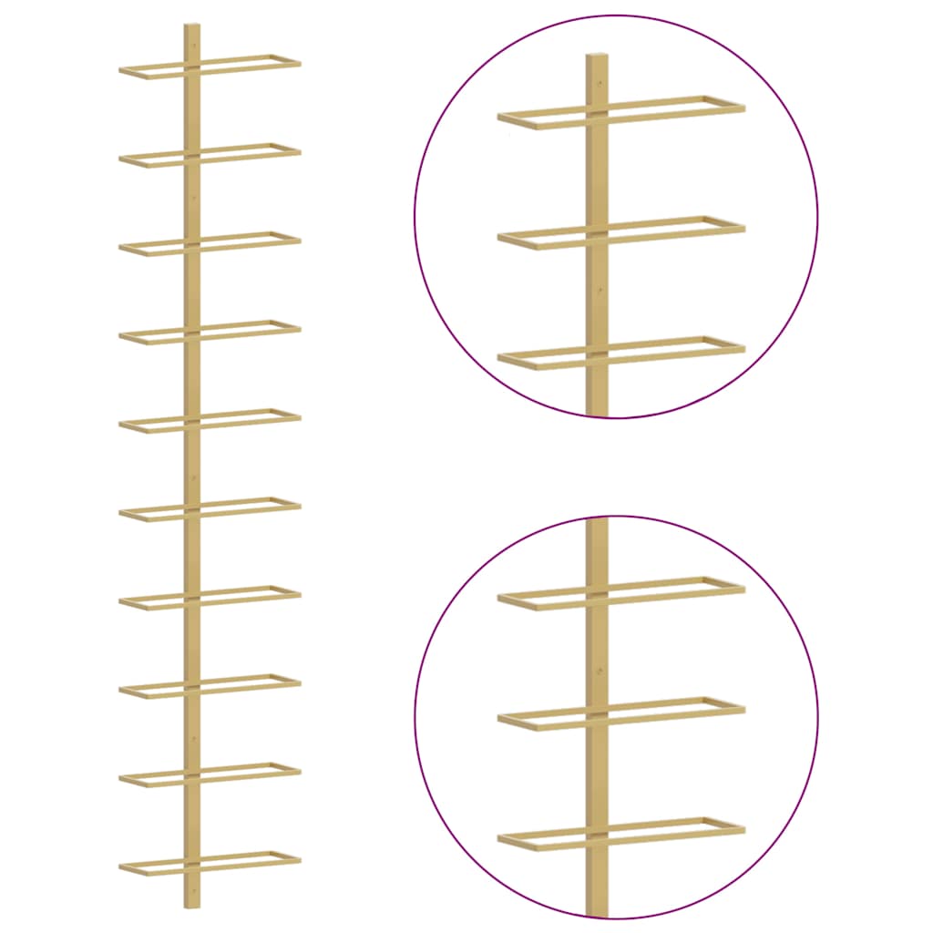 Wand-Weinregale für 10 Flaschen 2 Stk. Golden Metall