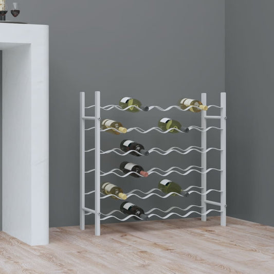 Casier à vin pour 36 bouteilles en métal blanc