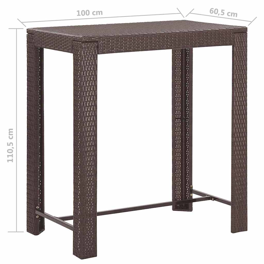 5-tlg. Gartenbar-Set mit Kissen Poly Rattan Braun