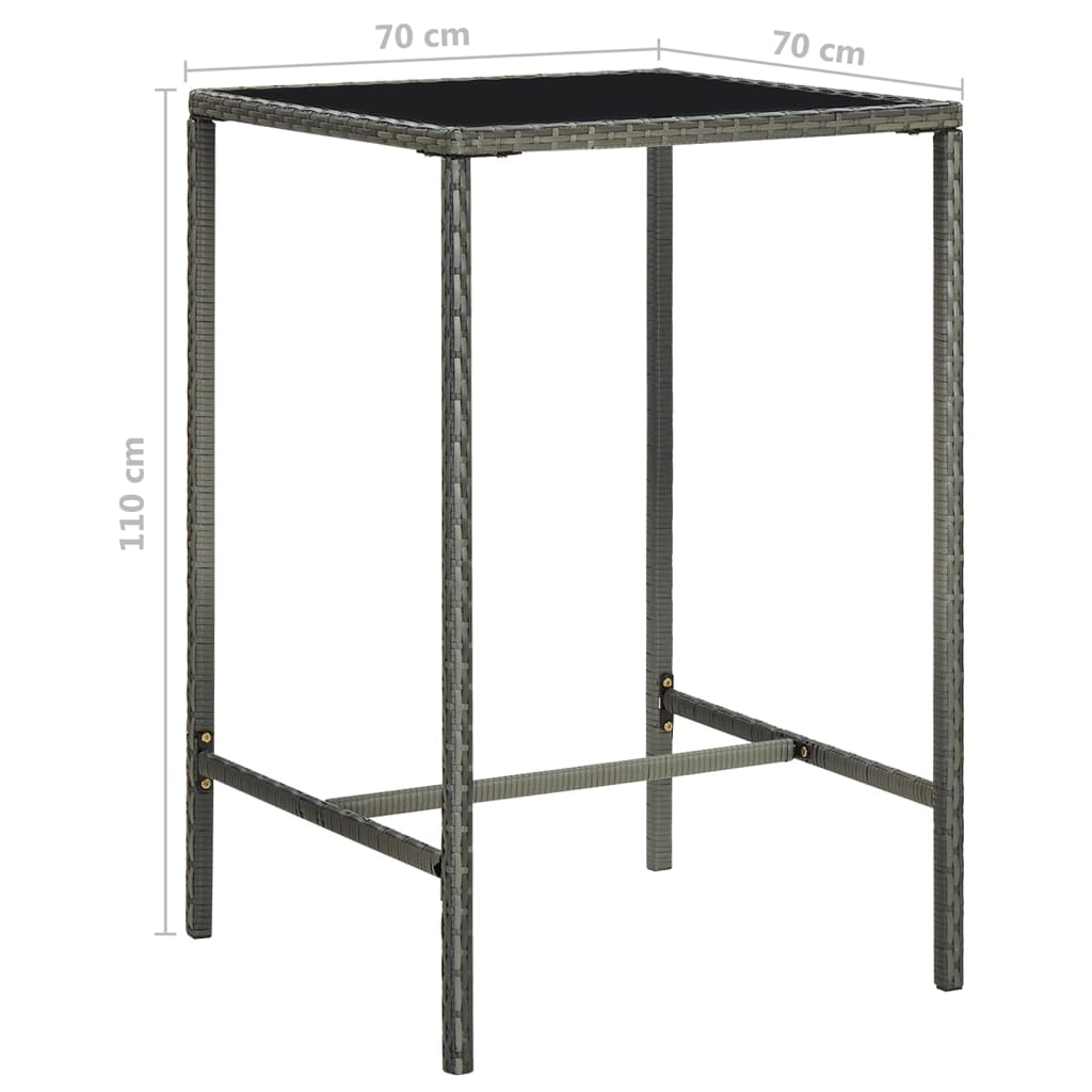 5-piece garden bar set with cushions, poly rattan, grey