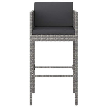 5-tlg. Gartenbar-Set mit Kissen Poly Rattan Grau