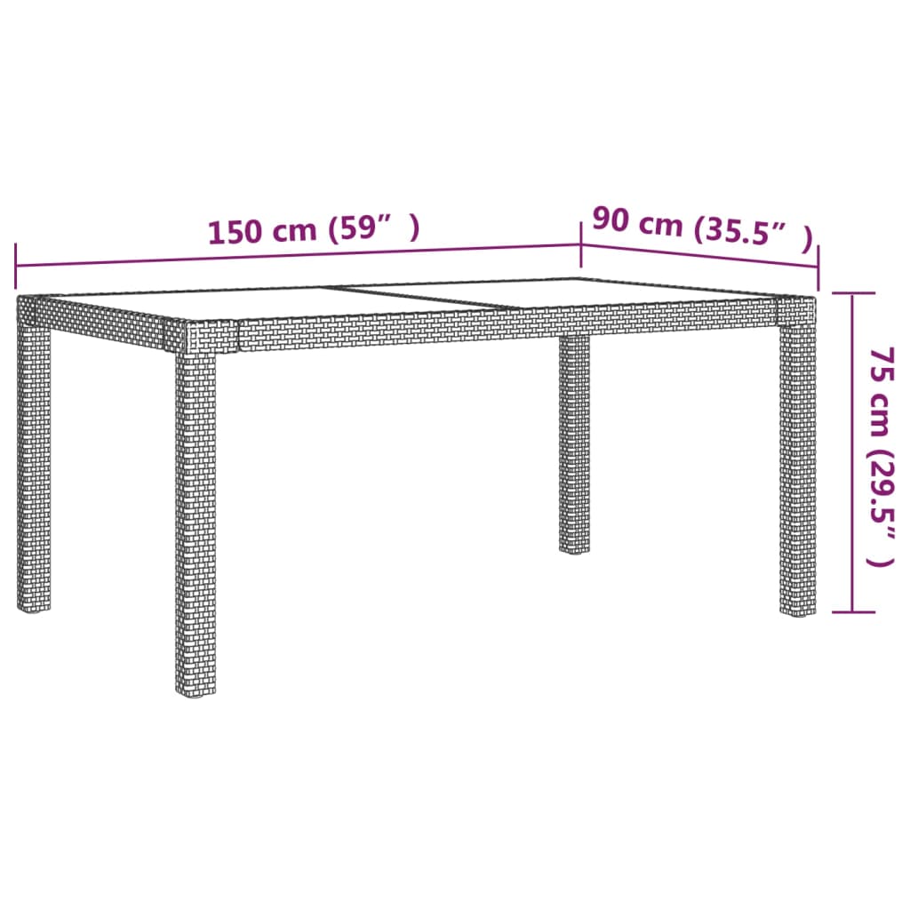 7-tlg. Garten-Essgruppe mit Kissen Poly Rattan Grau