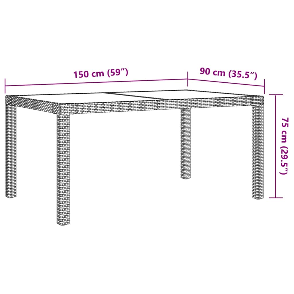 7-tlg. Garten-Essgruppe mit Auflagen Poly Rattan Schwarz & Grau