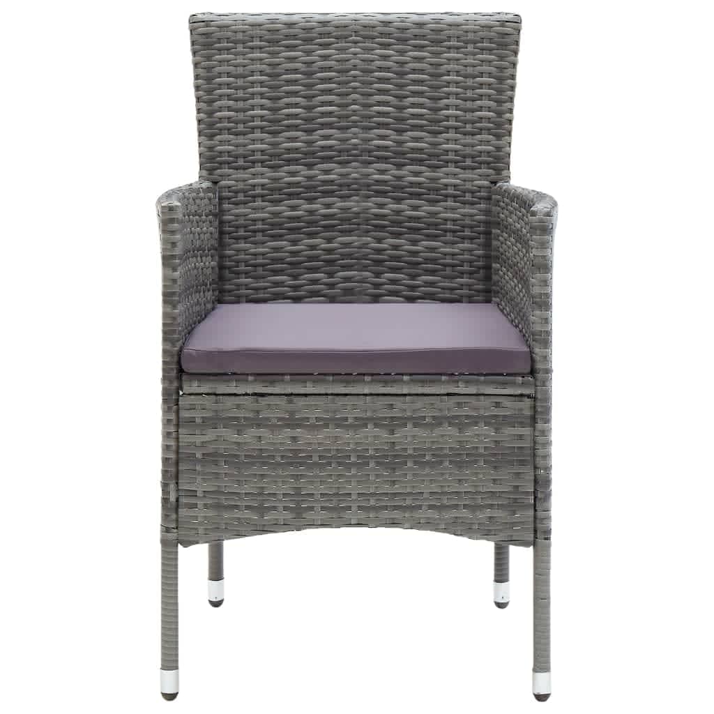 7-tlg. Garten-Essgruppe mit Kissen Poly Rattan Grau