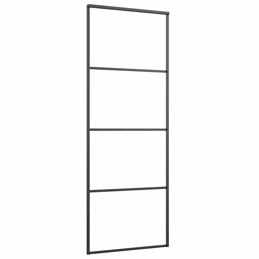 Schiebetür ESG-Glas und Aluminium mattiert 76x205 cm Schwarz