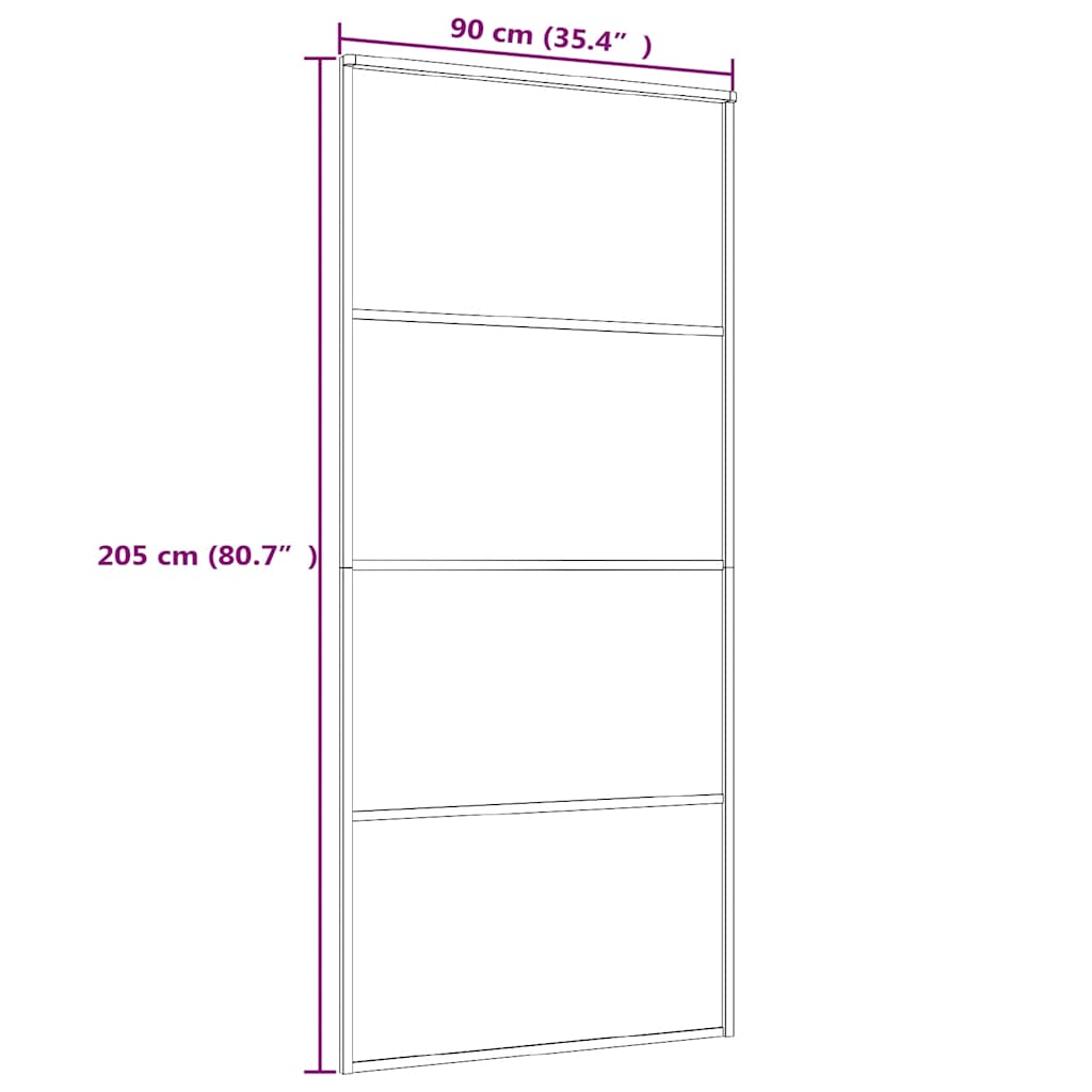 Schiebetür ESG-Glas und Aluminium mattiert 90x205 cm Schwarz