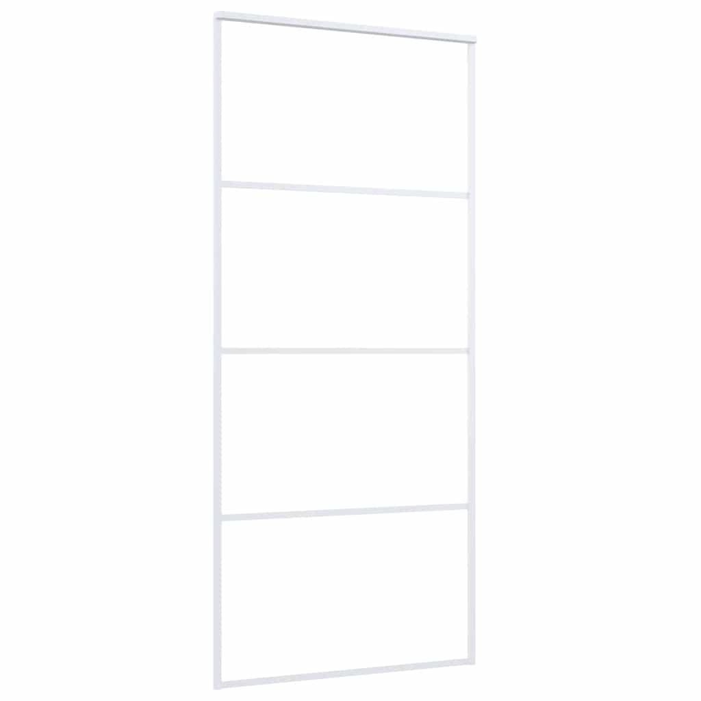 Schiebetür ESG-Glas und Aluminium 90x205 cm Weiß