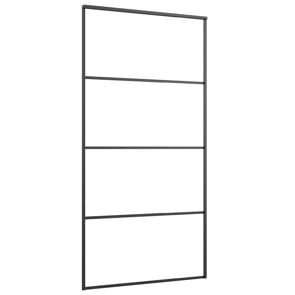 Schiebetür ESG Glas und Aluminium mattiert 102,5x205 cm Schwarz