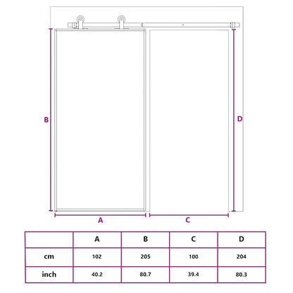 Schiebetür ESG Glas und Aluminium mattiert 102,5x205 cm Weiß