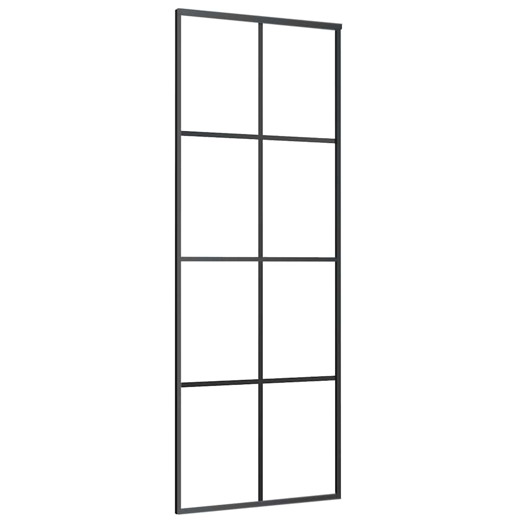 Schiebetür Schwarz 76x205 cm ESG Glas und Aluminium