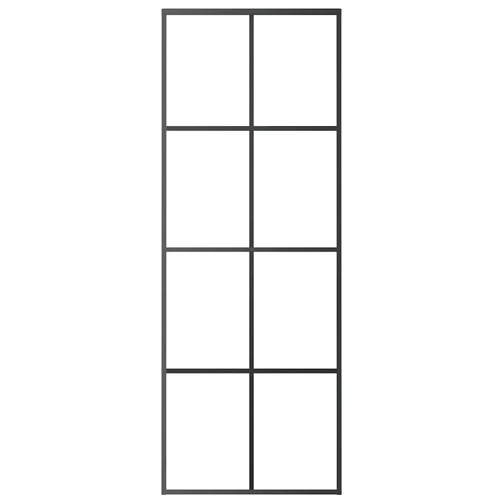 Schiebetür Schwarz 76x205 cm ESG Glas und Aluminium