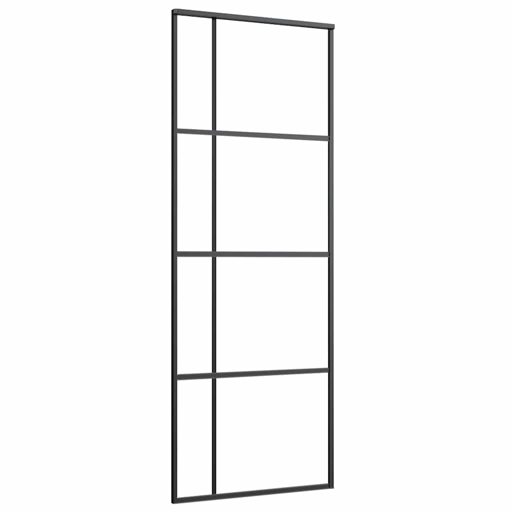 Schiebetür ESG-Glas und Aluminium 76x205 cm Schwarz