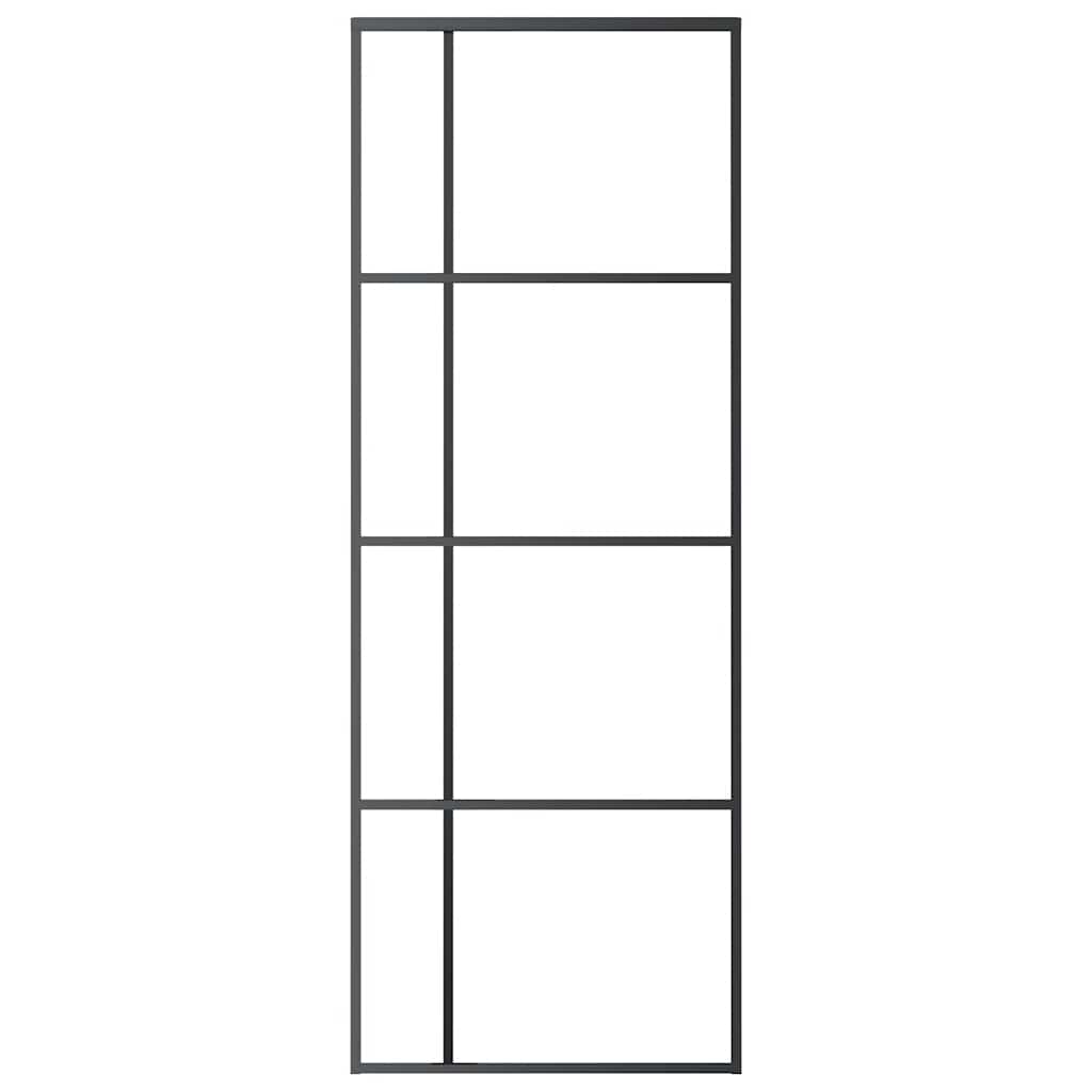 Schiebetür ESG-Glas und Aluminium 76x205 cm Schwarz