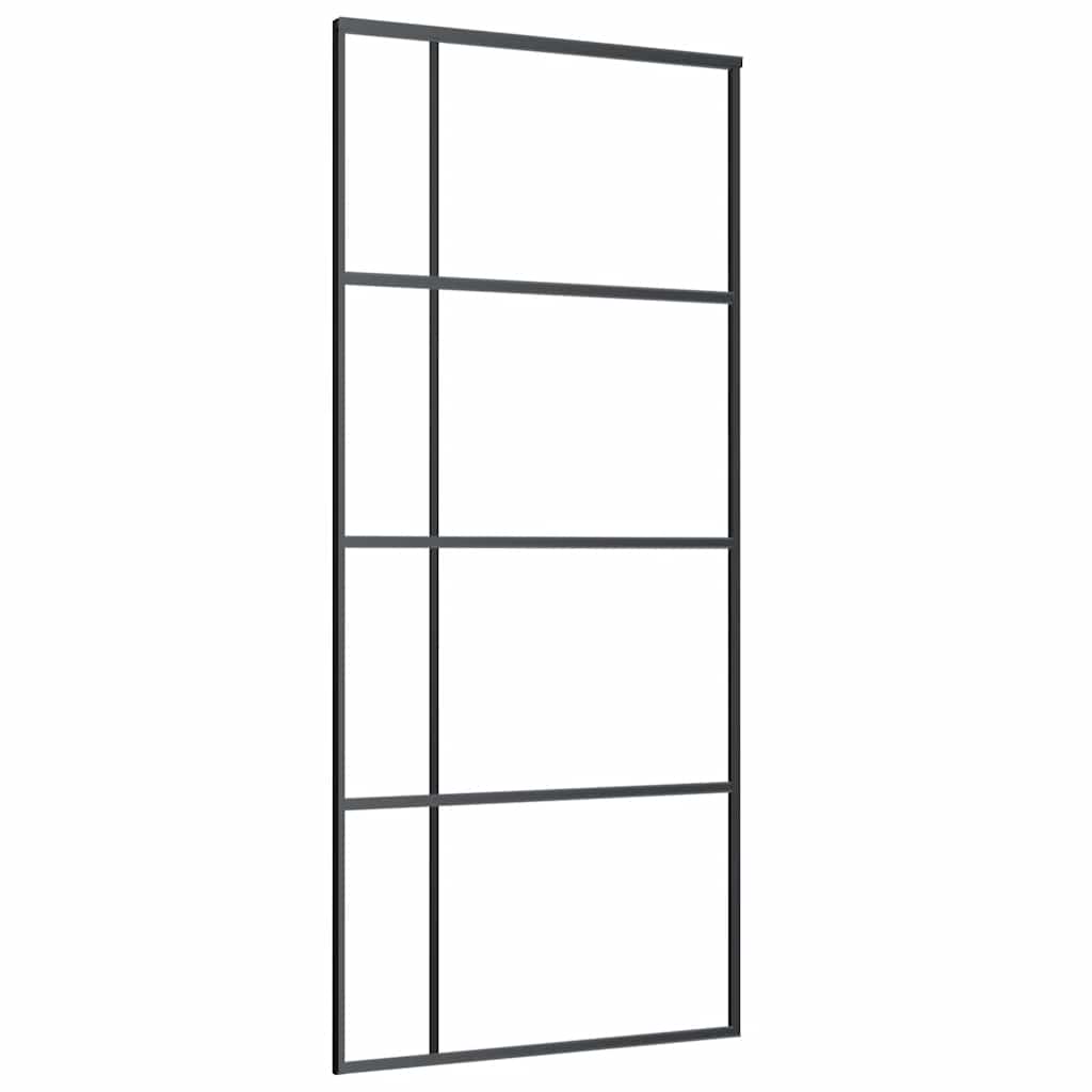 Schiebetür ESG-Glas und Aluminium 90x205 cm Schwarz