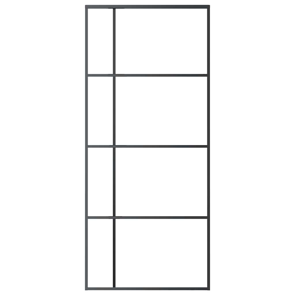 Schiebetür ESG-Glas und Aluminium 90x205 cm Schwarz