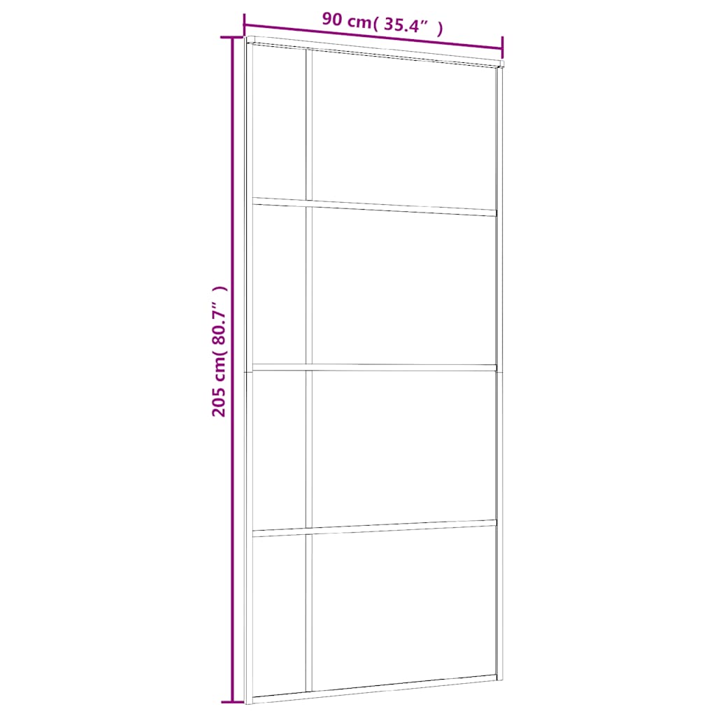 Schiebetür ESG-Mattglas und Aluminium 90x205 cm Weiß