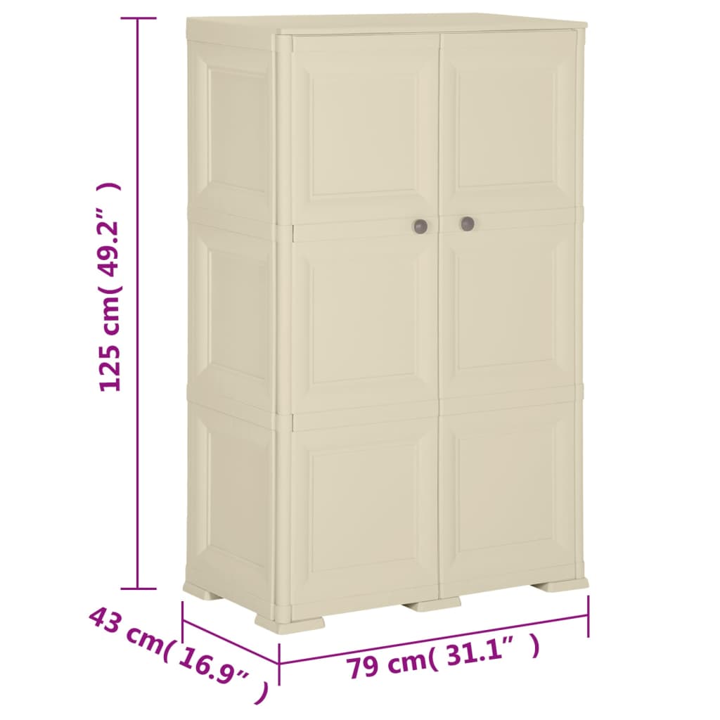 Armoire en plastique 79x43x125 cm design bois Angora-Blanc