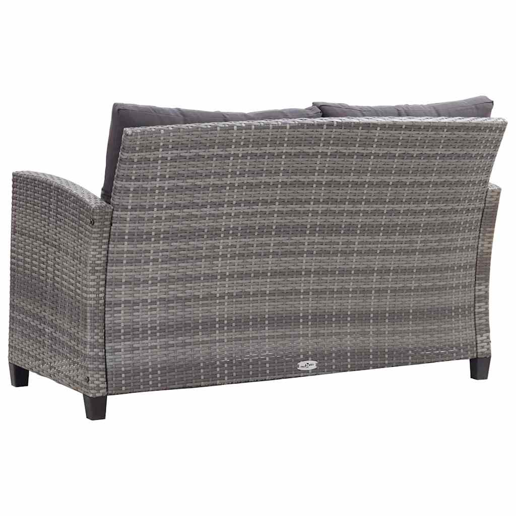 3-tlg. Garten-Essgruppe mit Grau Kissen Poly Rattan