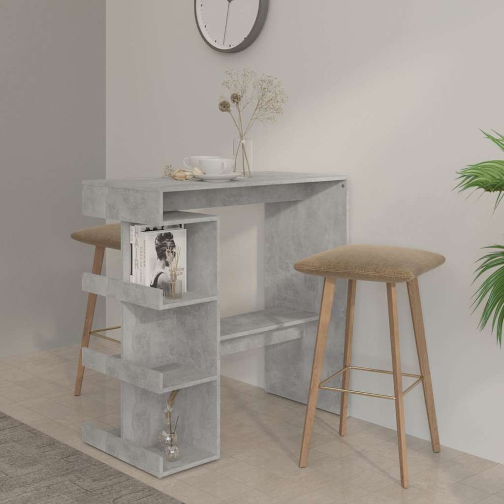 Bartisch mit Regal Betongrau 100x50x101,5 cm Holzwerkstoff