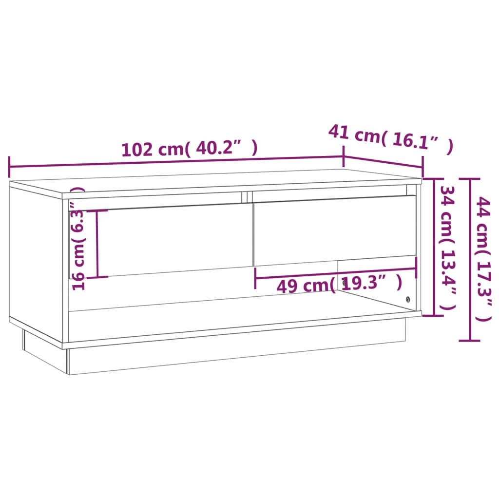 Meuble TV gris béton 102x41x44 cm en bois