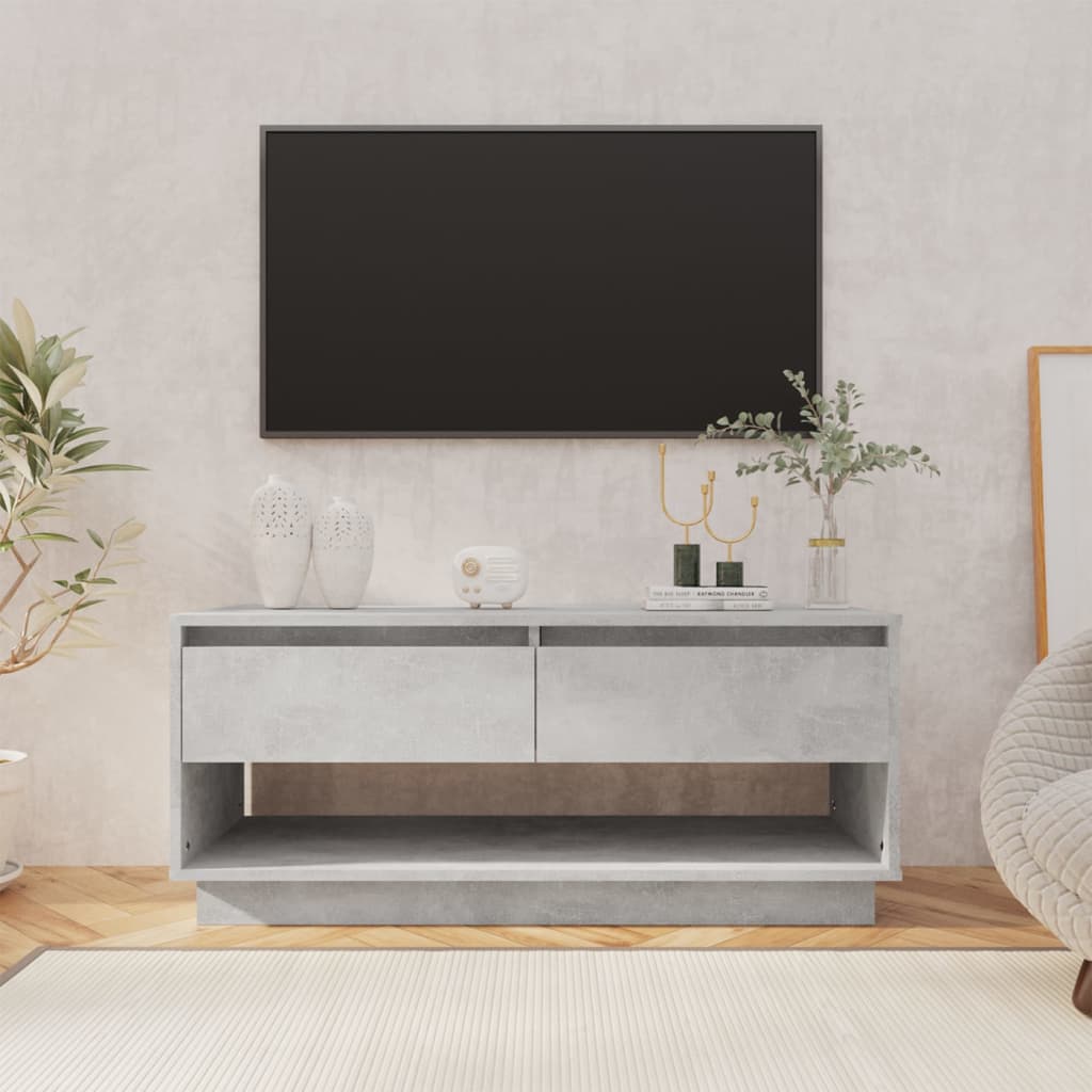 Meuble TV gris béton 102x41x44 cm en bois