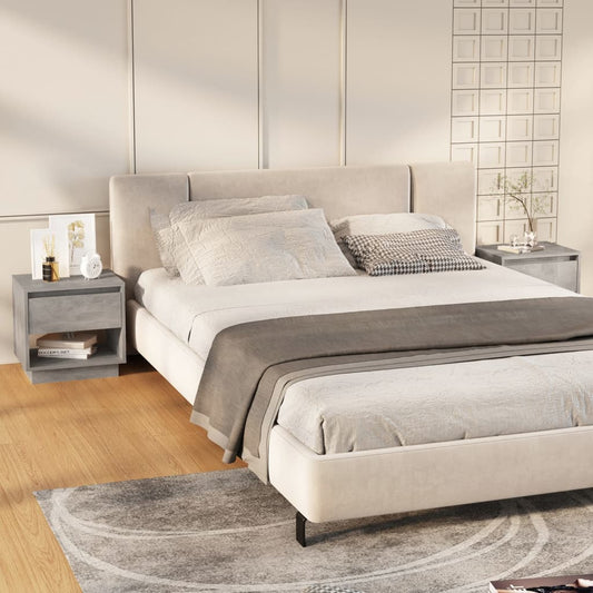 Bedside tables 2 pcs. Concrete grey 45x34x44 cm wood material