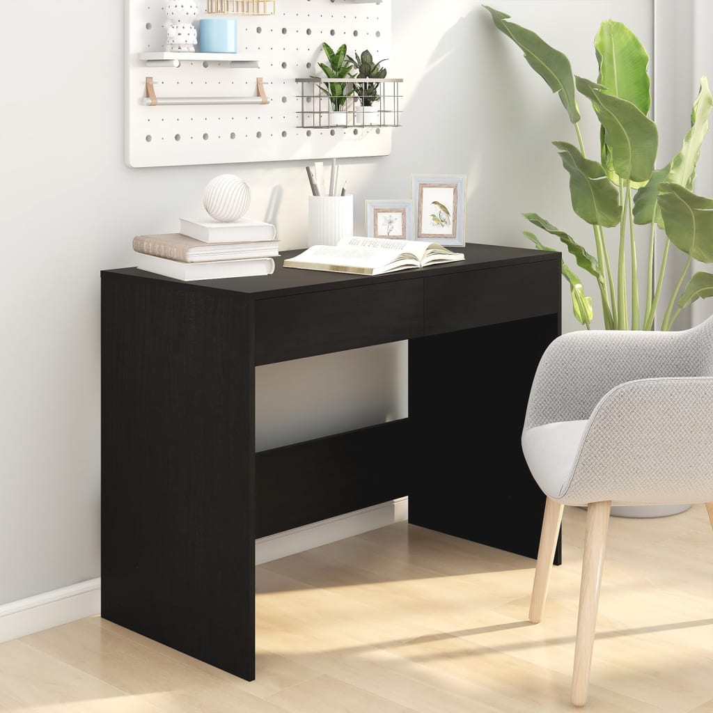 Bureau noir 101x50x76,5 cm en bois