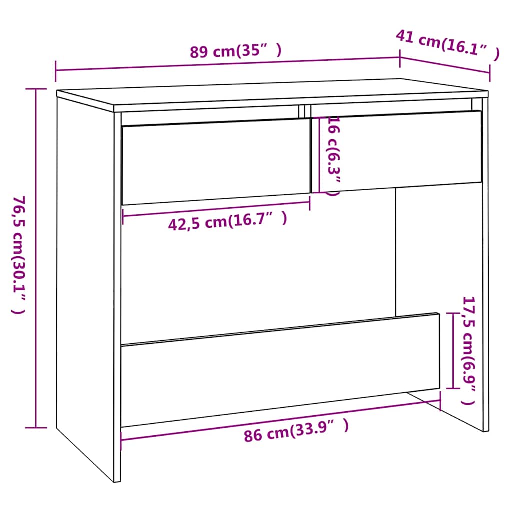 Konsolentisch Sonoma-Eiche 89x41x76,5 cm Holzwerkstoff
