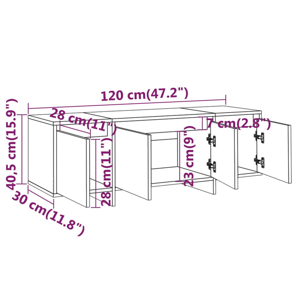 Meuble TV chêne Sonoma 120x30x40,5 cm matériau bois