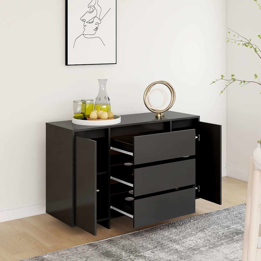 Sideboard mit 3 Schubladen Schwarz 120x41x75 cm Holzwerkstoff