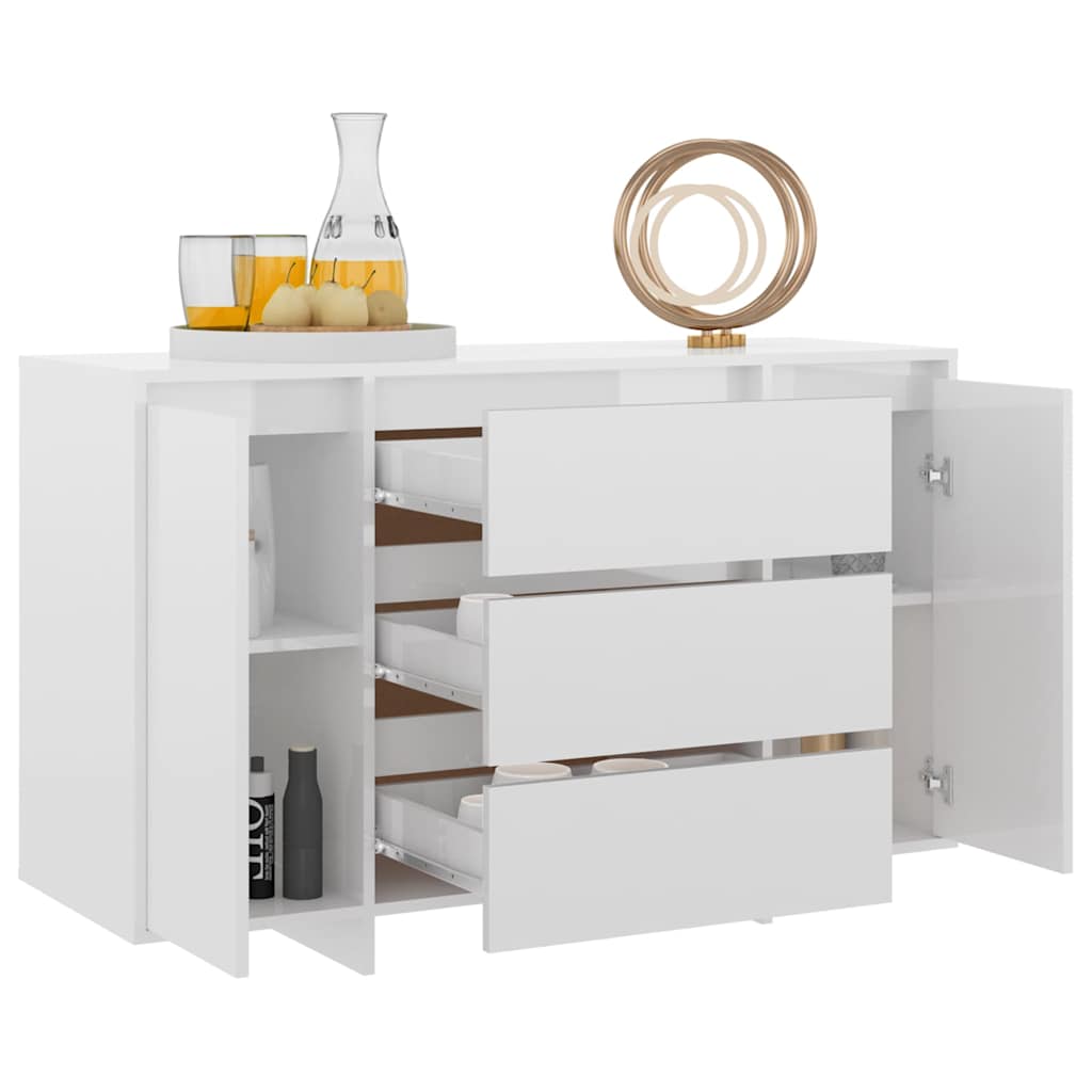 Sideboard 3 Schubladen Hochglanz-Weiß 120x41x75cm Holzwerkstoff