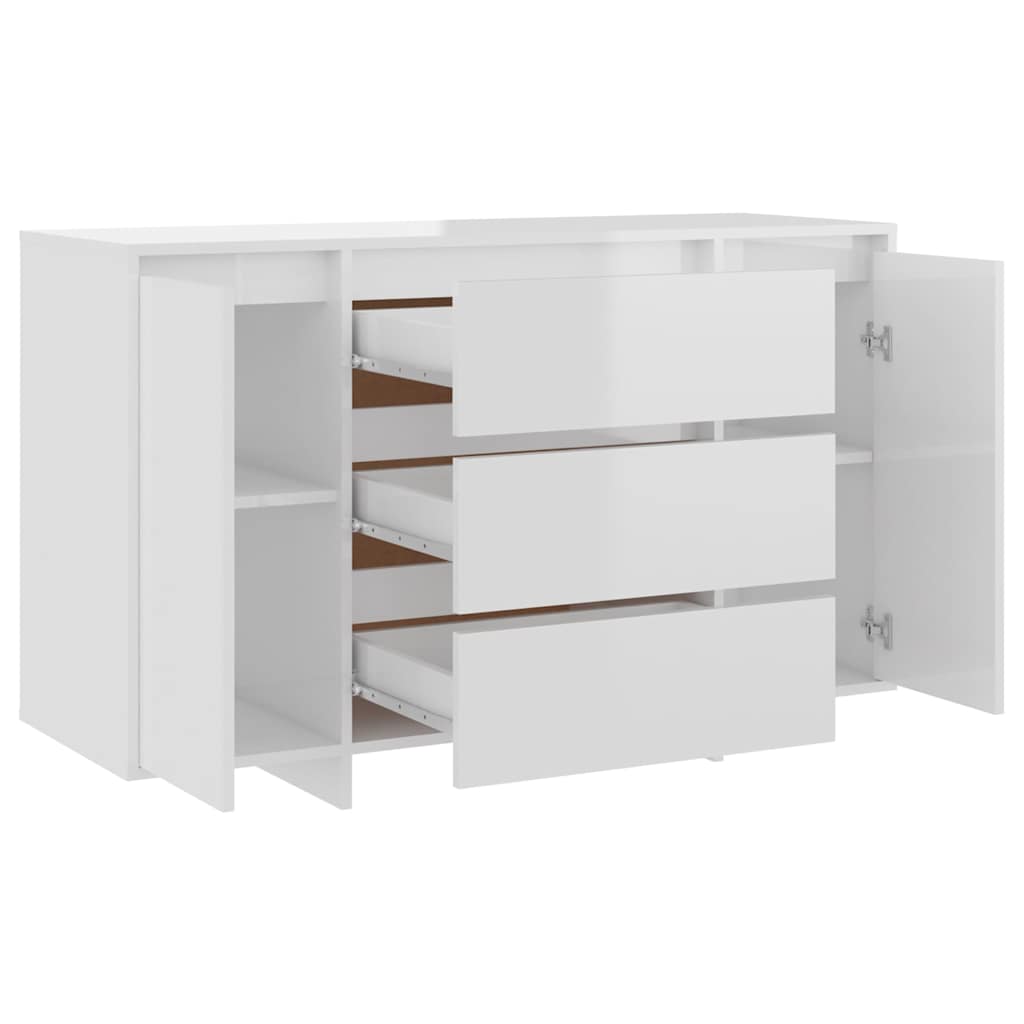 Sideboard 3 Schubladen Hochglanz-Weiß 120x41x75cm Holzwerkstoff