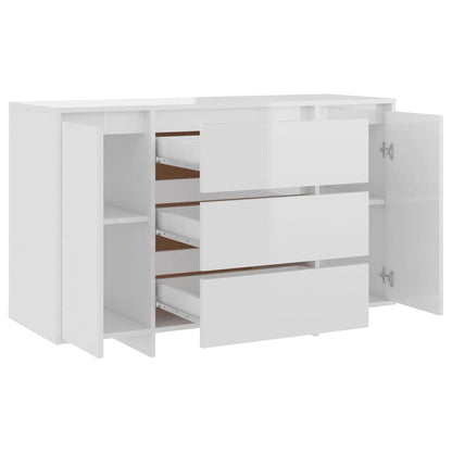 Sideboard 3 Schubladen Hochglanz-Weiß 120x41x75cm Holzwerkstoff