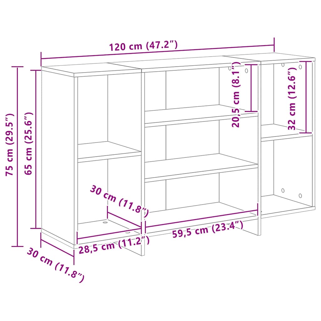 Sideboard Sonoma-Eiche 120x30x75 cm Holzwerkstoff