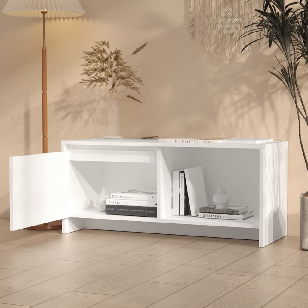 Meuble TV blanc 90x35x40 cm en matériau à base de bois