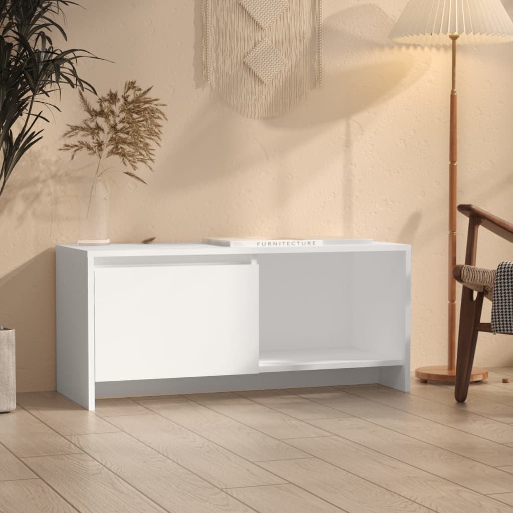 Meuble TV blanc 90x35x40 cm en matériau à base de bois