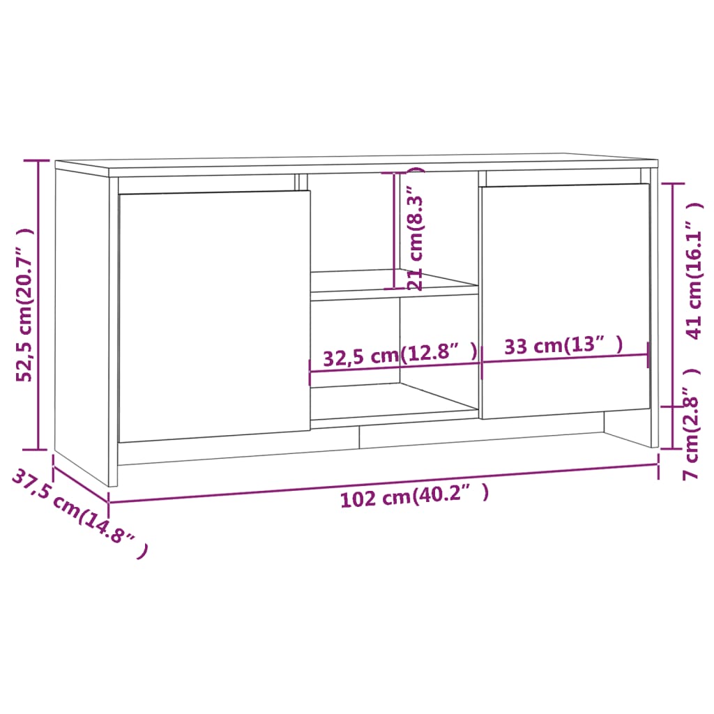 Meuble TV chêne Sonoma 102x37,5x52,5 cm matériau bois