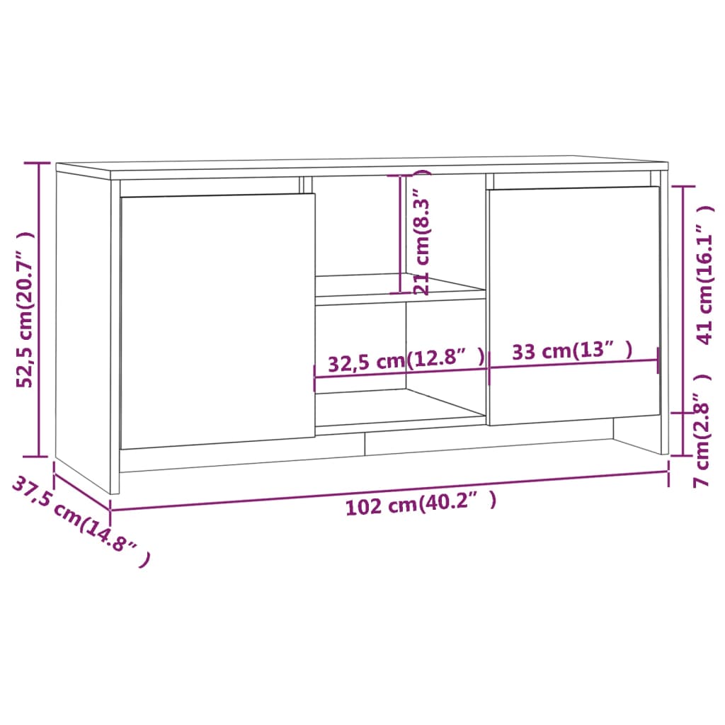 Meuble TV gris béton 102x37,5x52,5 cm en bois