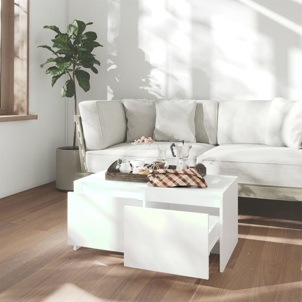 Table basse blanche 90x50x41,5 cm en bois