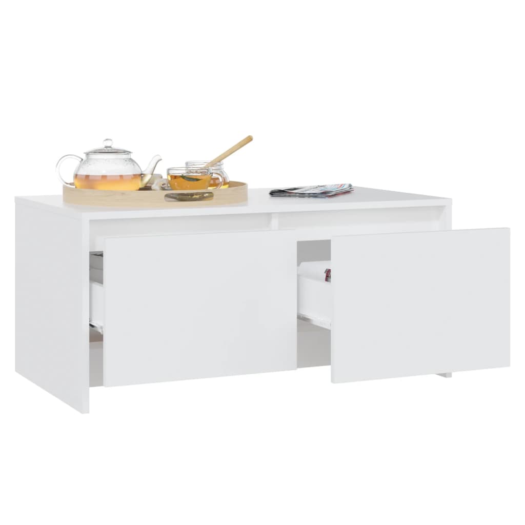 Table basse blanche 90x50x41,5 cm en bois